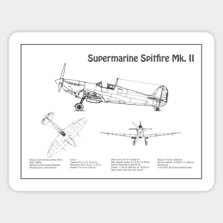 MUG 2 SIDES PRINT - Supermarine Spitfire Mk. II - Airplane Blueprint - BD Sticker